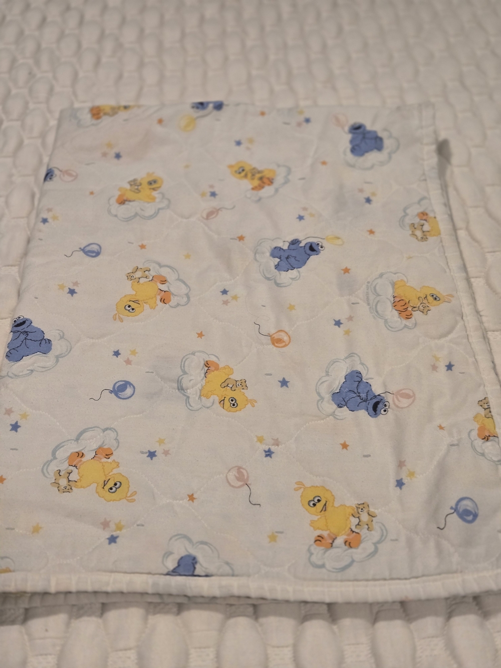 Sesame Street Vintage Handmade I Fant Baby Blanket White Character Printed